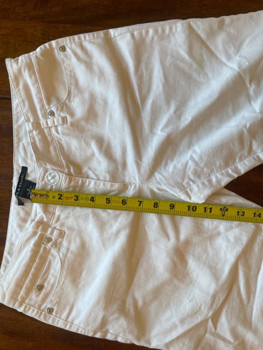 Zac & Rachel White Cropped Jeans Women's Size 6 Frayed Fringe Hem Capri - Picture 5 of 6